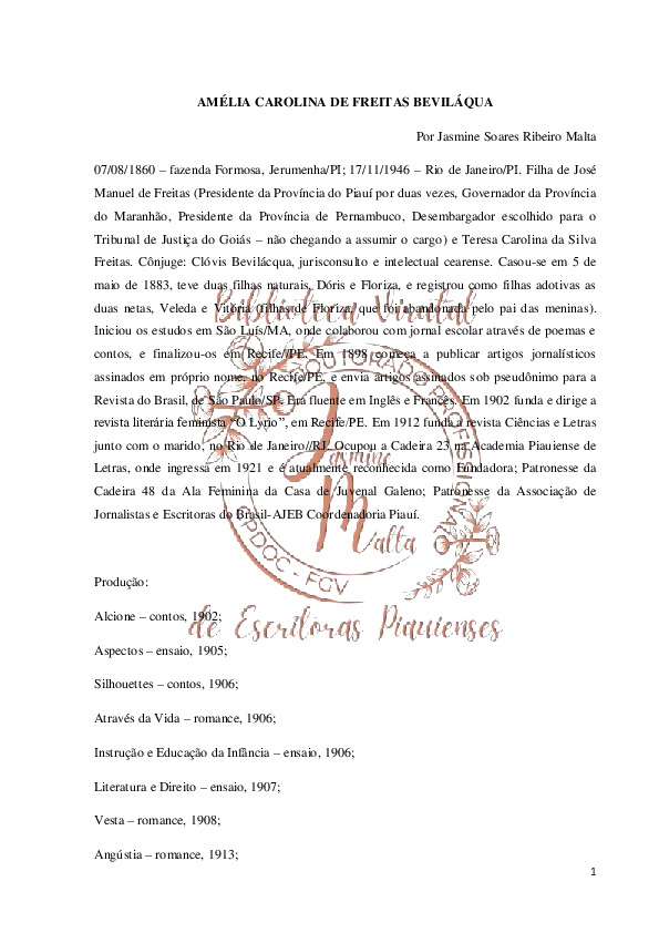 Amélia Beviláqua – Verbete