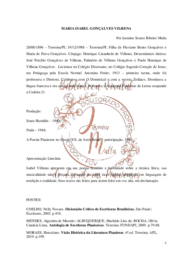 Isabel Vilhena – Verbete